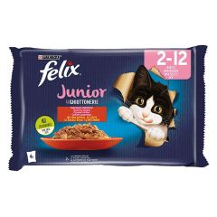 FELIX Le GHIOTTONERIE Gatto Junior Con Manzo e Pollo 4x85 Gr
