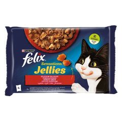 FELIX SENSATIONS Jellies Manzo e Pomodoro - Pollo e carote 4x85 Gr
