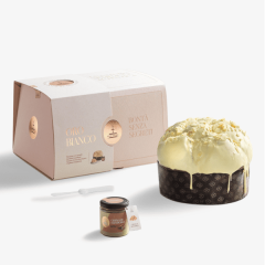 Fiasconaro Oro Bianco - Panettone con cioccolato bianco e crema di mandorle da spalmare - 1kg