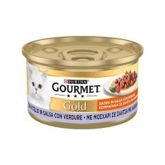 Gourmet Gold - Dadini con Vitello in Salsa con Verdure per Gatti - 85gr