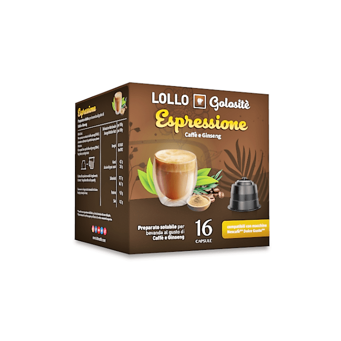 Caffè al Ginseng, Capsule compatibili con macchine Nescafè Dolce Gusto, Lollo Caffè, 16 pezzi