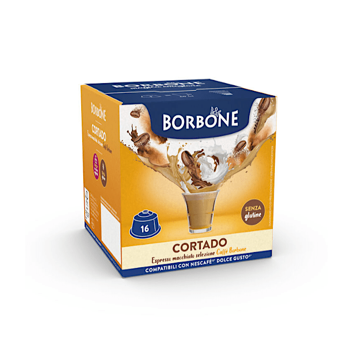 Caffè Cortado, Capsule Compatibili con Dolce Gusto, Caffè Borbone, 16 pezzi