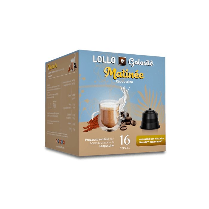 Cappuccino solubile, Capsule compatibili Nescafè Dolce Gusto, Lollo Caffè, 16 pezzi