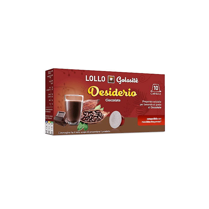 Cioccolato solubile, Capsule Lollo Caffè Compatibili Nespresso, 10 pezzi