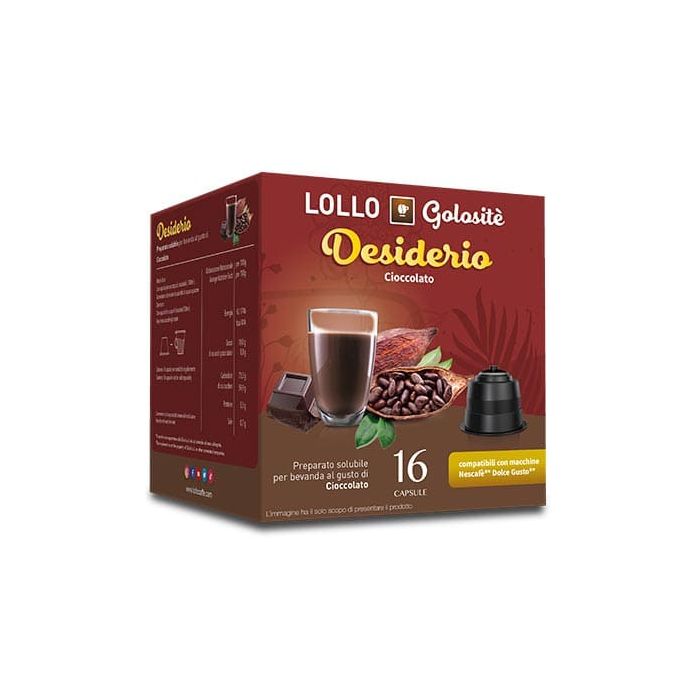 Cioccolato solubile, Capsule compatibili Nescafè Dolce Gusto, Lollo Caffè, 16 pezzi