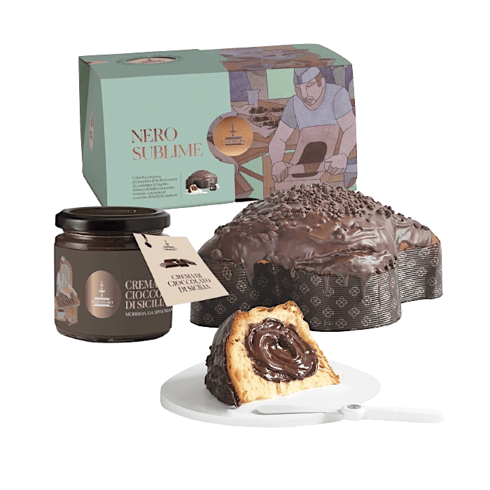 Colomba Nero Sublime Fiasconaro, con Crema al Cioccolato di Modica da spalmare, 1Kg
