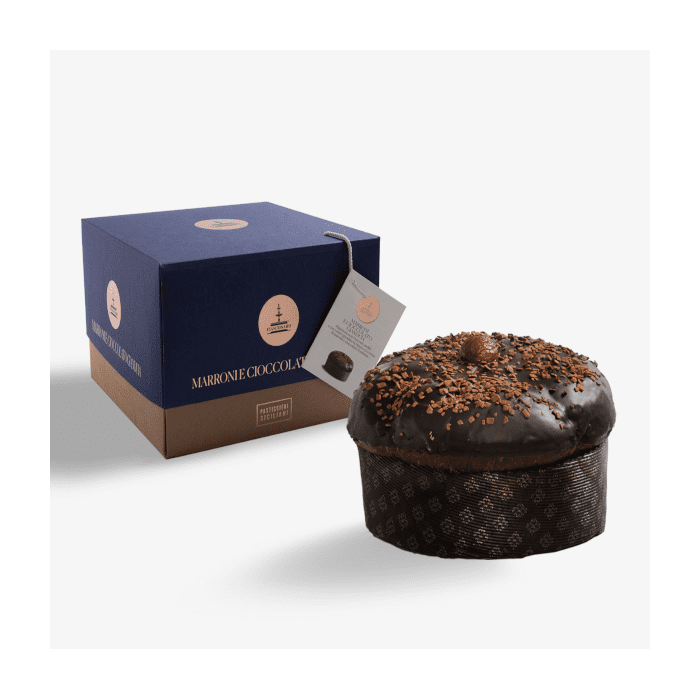 Fiasconaro Marron Noir, Panettone con canditi di marroni e gianduia, 1kg