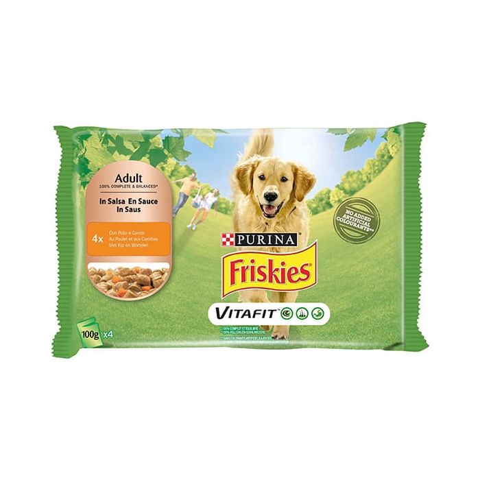 Friskies Cane, Bocconi in salsa con Pollo e Carote, 4x100gr