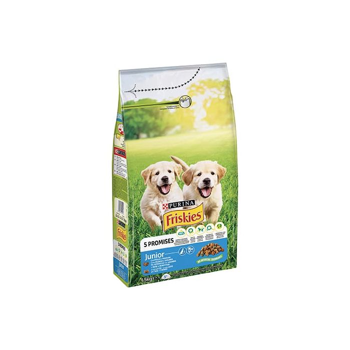 Friskies Crocchette per Cani Junior con Pollo, Verdure e Latte, 1.5kg