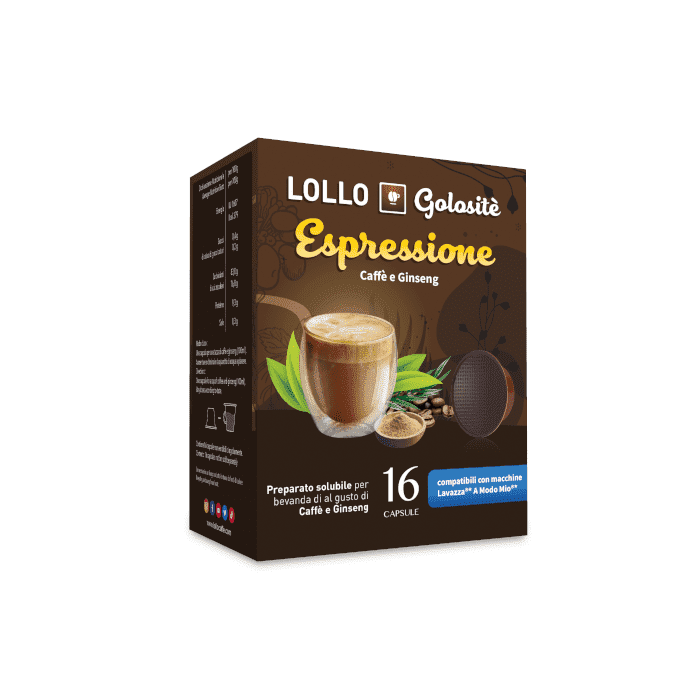 Ginseng Solubile, Capsule Lollo Caffè Compatibili A Modo Mio, 16 pezzi