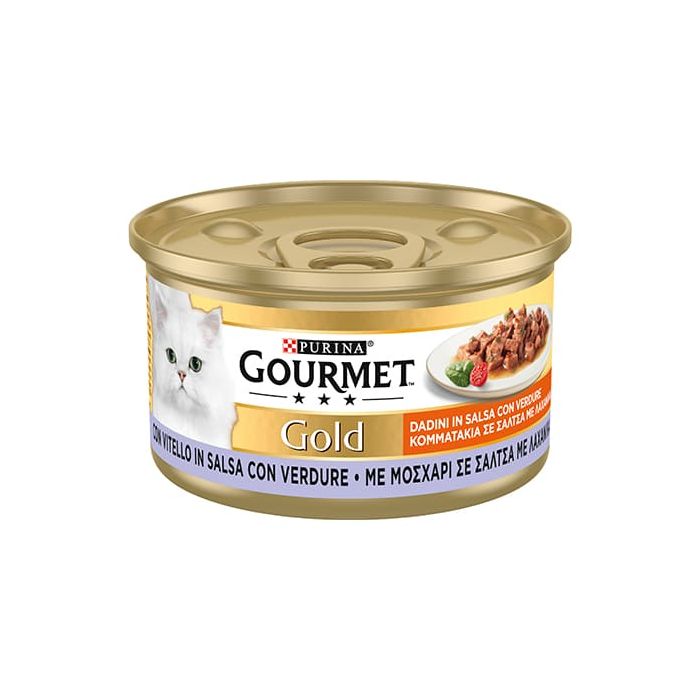 Gourmet Gold, Dadini con Vitello in Salsa con Verdure per Gatti, 85gr