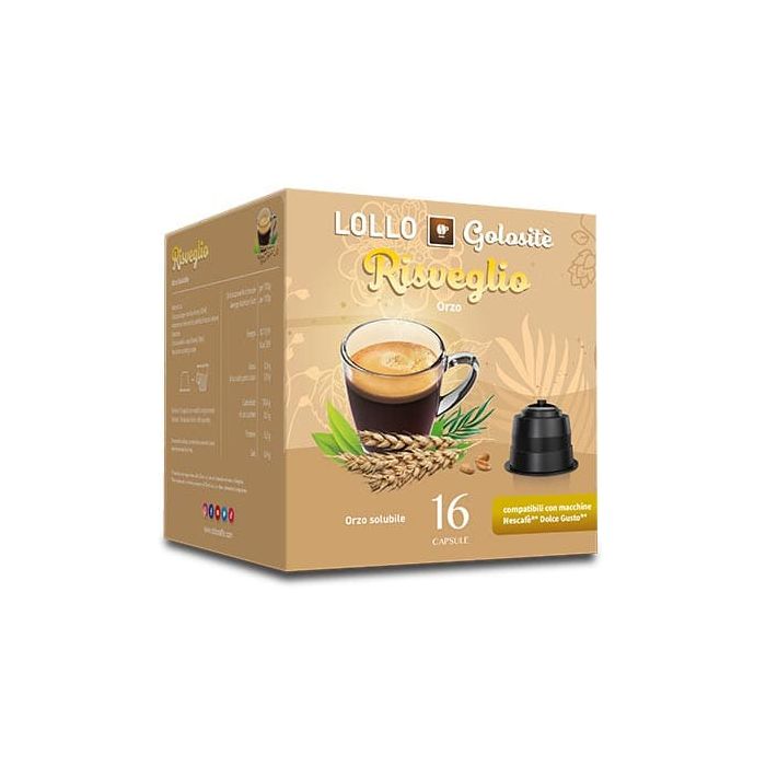 Orzo Solubile, Capsule compatibili con Nescafè Dolce Gusto, Lollo Caffè, 16 pezzi