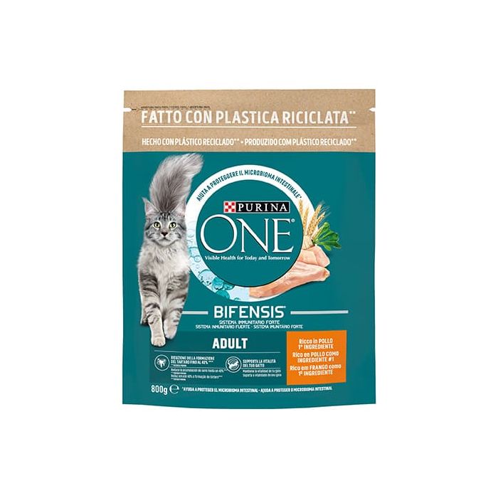 Purina One Adult per Gatto, con Pollo e Cereali Integrali, Bifensis 800 Gr