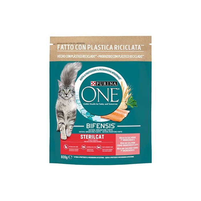 Purina One Sterilcat per Gatti sterilizzati, con Salmone e Frumento, Bifensis 800 Gr