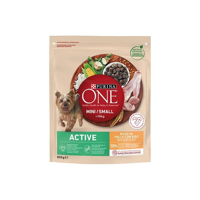 Purina ONE Mini Dog < 10kg - Active Pollo con Riso 800 Gr.